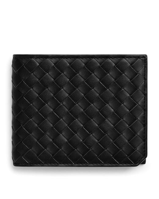 Bottega Veneta Black Leather Intrecciato Bifold Wallet for men