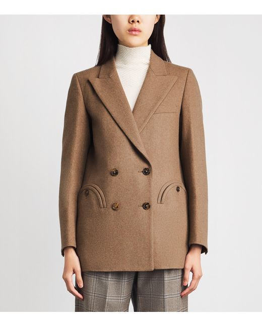 Blazé Milano Brown Virgin Wool-Cashmere Everyday Double-Breasted Blazer