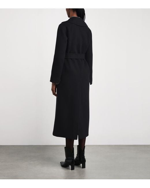 Max Mara Black Virgin Wool Wrap Coat
