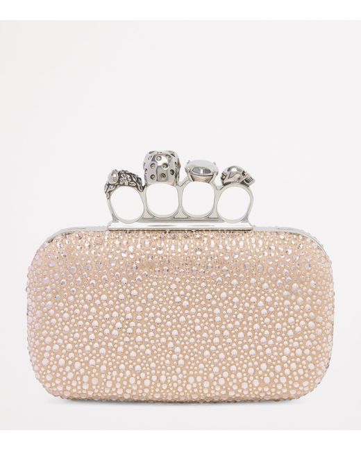 Alexander McQueen Metallic Crystal Skull Four-Ring Clutch Bag