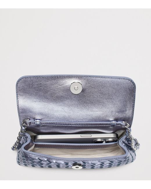 Aspinal Gray Metallic Leather Clutch Bag