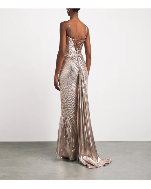 Maria Lucia Hohan Natural Metallic Silk Mirren Maxi Dress