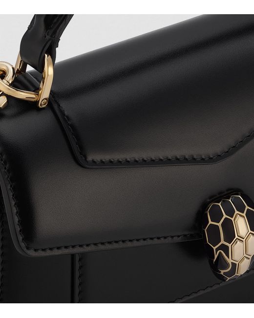 BVLGARI Black Mini Leather Serpenti Forever Top-handle Bag