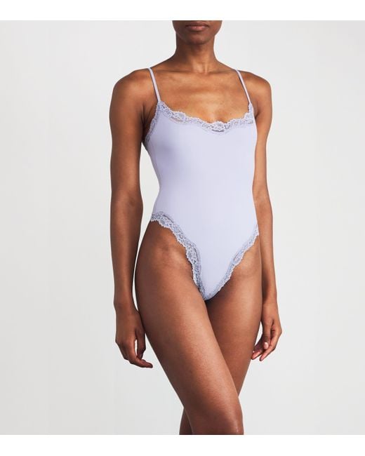 Skims Purple Lace-Trim Fits Everybody Bodysuit