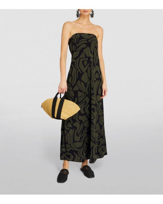 Matteau Black Silk Strapless Maxi Dress