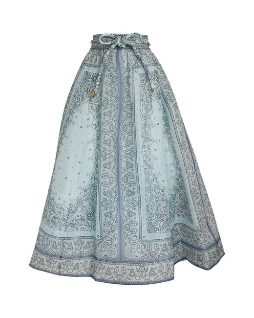 Zimmermann Blue Linen-silk Organza Matchmaker Skirt