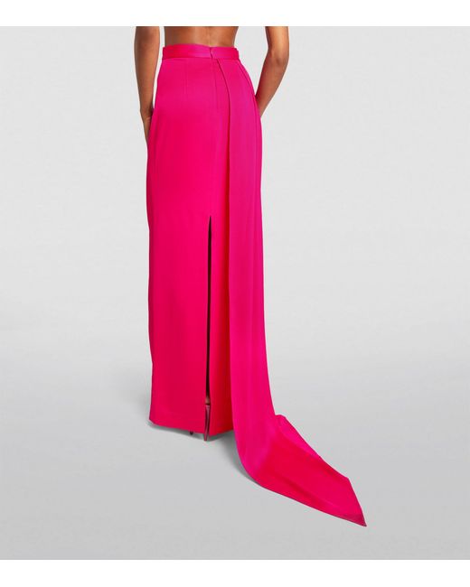 Alex Perry Pink Satin Crepe Sash-detail Maxi Skirt