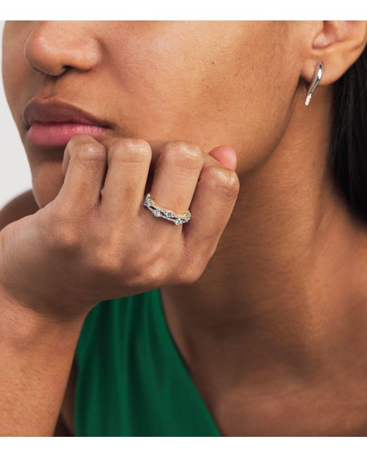 Melissa Kaye Metallic And Diamond Sadie Alternating Eternity Band