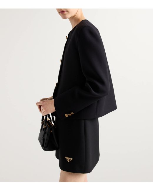 Prada Black Wool-Silk Mini Skirt