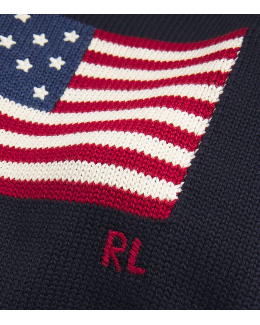 Polo Ralph Lauren Blue Cotton American Flag Sweater