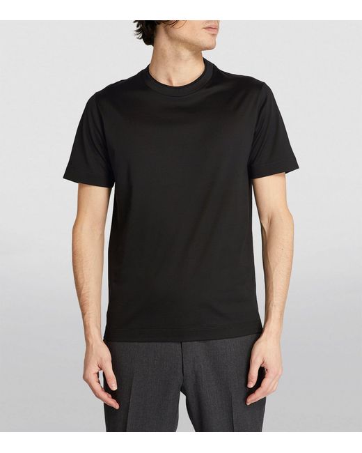 Canali Black Cotton T-shirt for men
