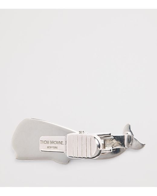 Thom Browne Black Sterling Whale Tie Bar for men