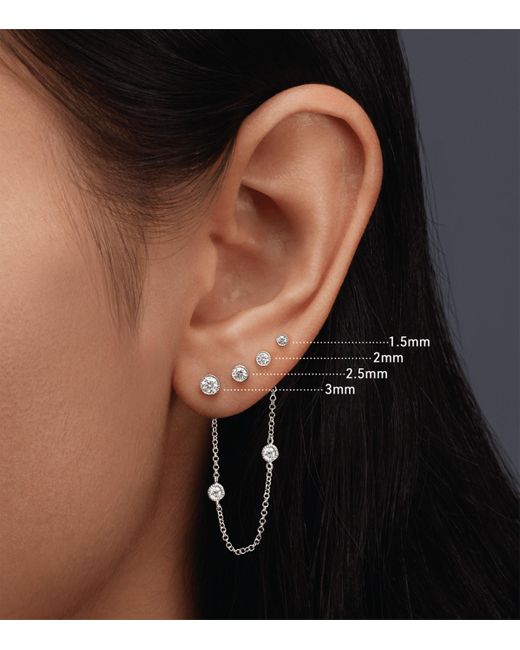 Maria Tash Metallic Scalloped Set Diamond Threaded Single Stud Earring