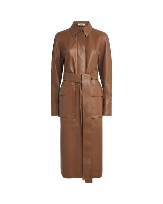 Joseph Brown Nappa Leather Okabe Trench Coat