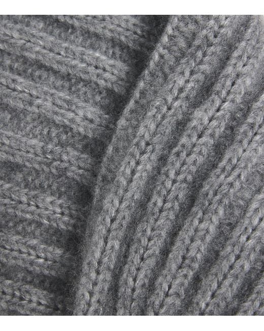 Johnstons Gray Cashmere-Silk Ribbed Beanie for men