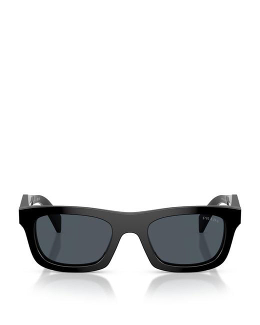 Prada Black Acetate Rectangular Sunglasses