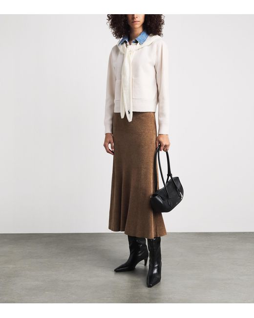 Polo Ralph Lauren White Wool-Cashmere Cable-Knit Wrap Snood