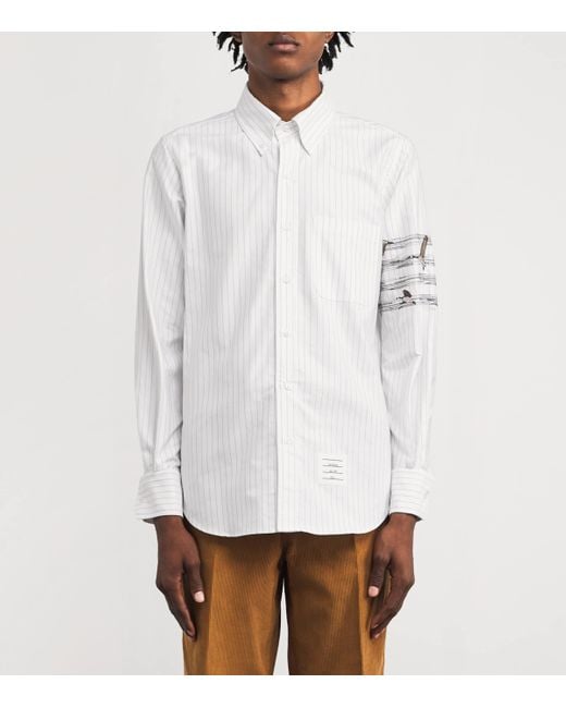 Thom Browne White Cotton Embroidered Geese Shirt for men