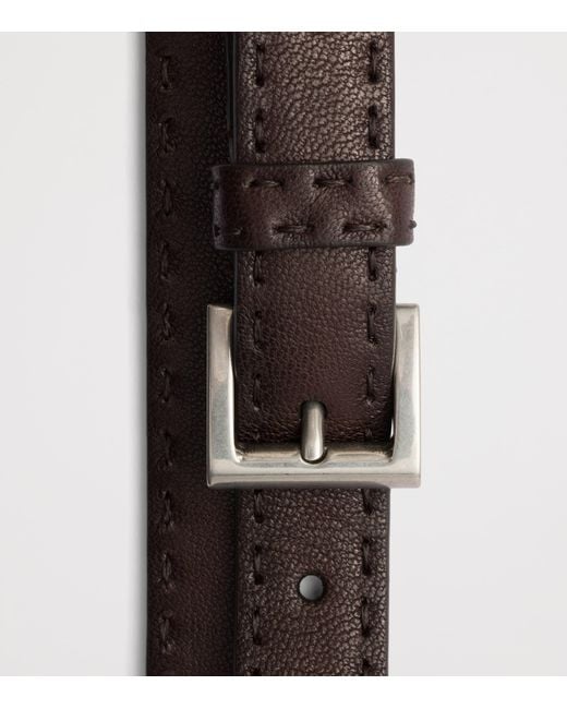 Prada Black Leather Antiqued Belt for men
