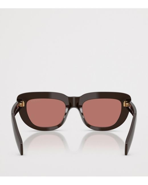 Prada Brown Pr D07S Rectangle Sunglasses