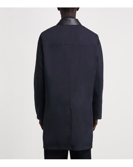 Brioni Blue Leather-Trim Reversible Jacket for men