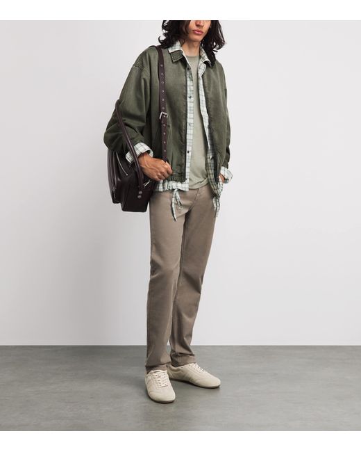 7 For All Mankind Green Aviator Denim Jacket for men