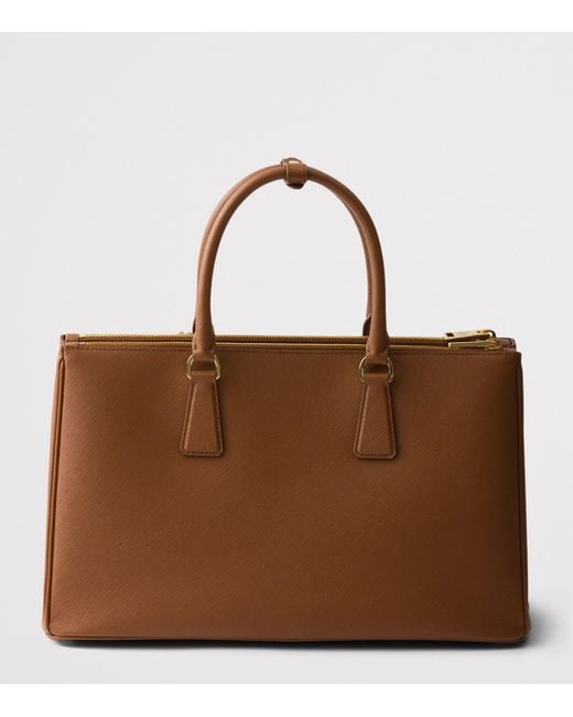 Prada Brown Large Saffiano Leather Galleria Top-Handle Bag