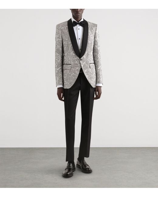 Dolce & Gabbana Black Floral Lamé Blazer for men