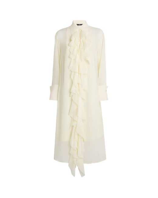 7 For All Mankind Natural Silk Ruffle Midi Dress