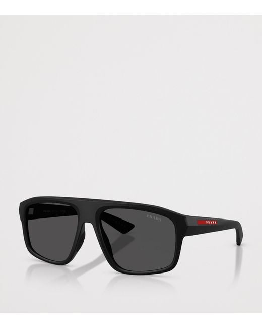 Prada Linea Rossa Black Irregular Sunglasses for men