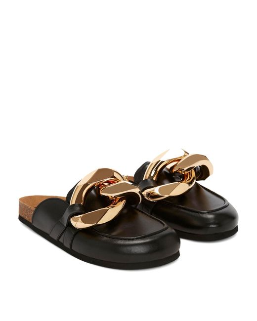 J.W. Anderson Brown Leather Chain Slippers