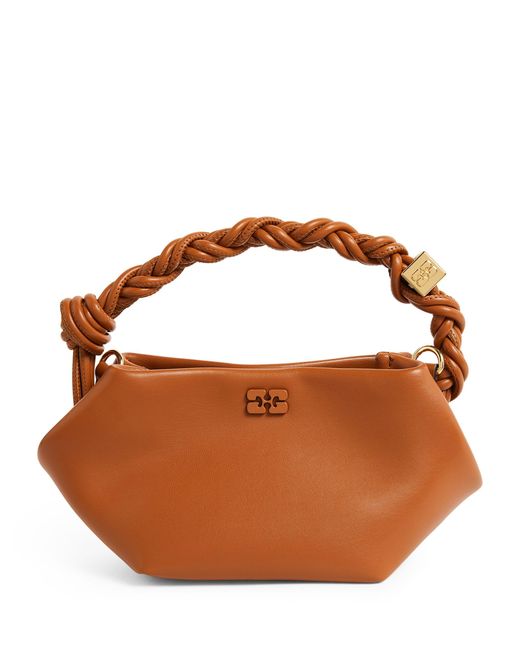 Ganni Brown Mini Leather Bou Top-handle Bag