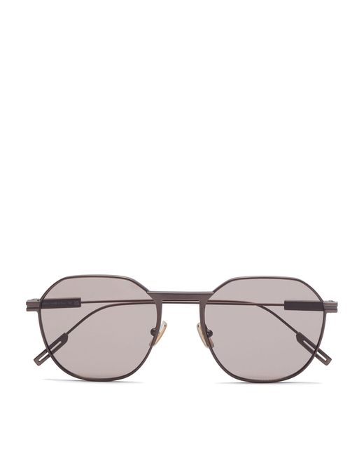 Zegna Gray Metal Antiqued Foliage Sunglasses for men