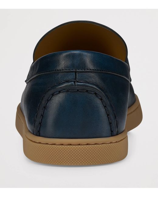 Christian Louboutin Blue Chambeliboat Leather Boat Shoes for men