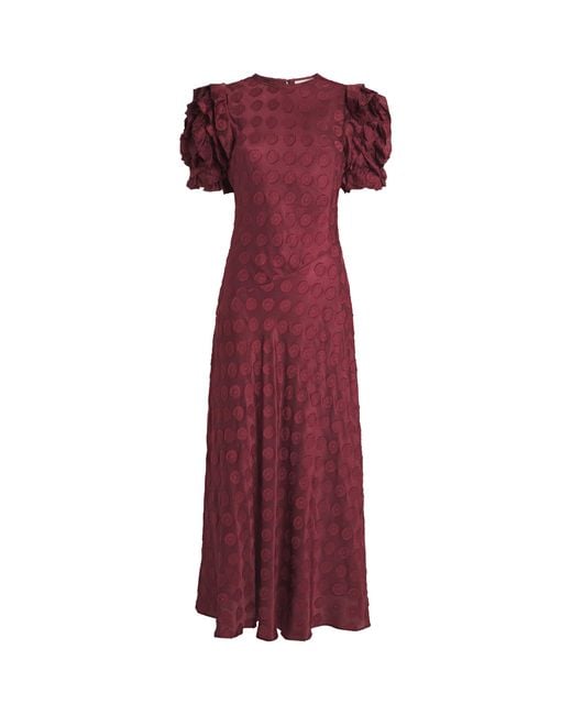 Ulla Johnson Purple Ruffle-Sleeve Elvia Midi Dress