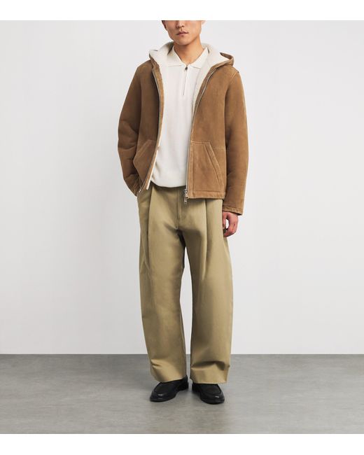 Yves Salomon Brown Shearling Reversible Hooded Jacket for men