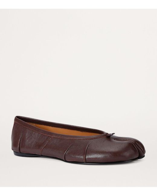 Maison Margiela Brown Leather Tabi Ballet Flats