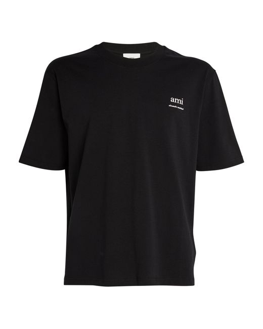 AMI Black Organic Cotton Logo T-shirt for men