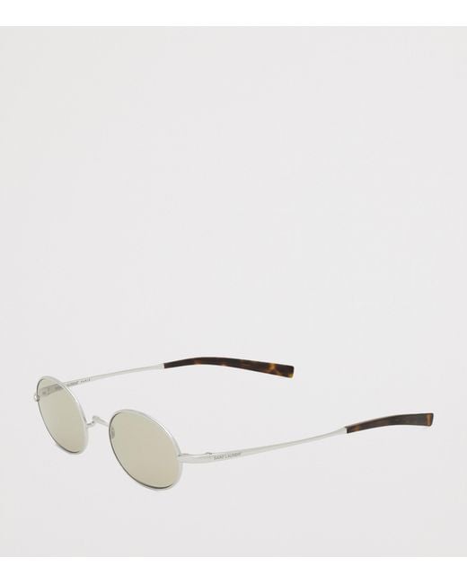 Saint Laurent Metallic Tortoiseshell Oval Sunglasses