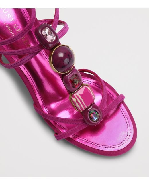 Kurt Geiger Pink Leather Embellished Loulou Heeled Sandals 90