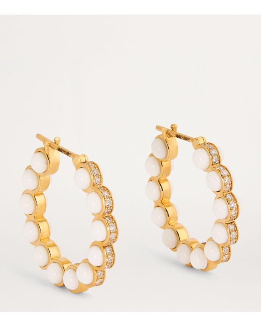L'Atelier Nawbar Metallic Yellow Gold And Diamond Atoms Hoop Earrings