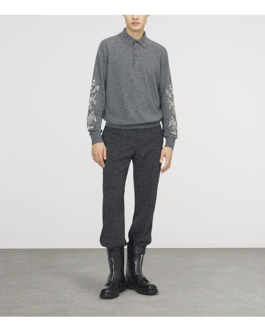 McQueen Gray Wool Embroidered Polo Jumper for men