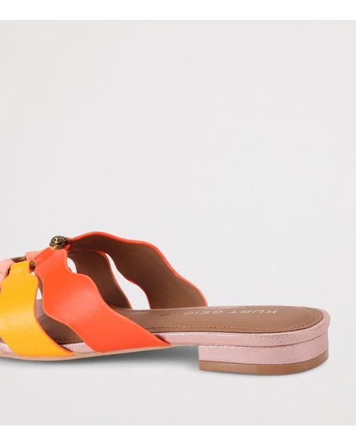 Kurt Geiger Orange Leather Sun Wave Sandals