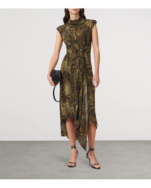 AllSaints Green Persia Midi Dress