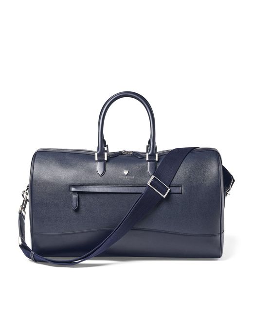 Aspinal Blue Saffiano Leather City Holdall for men