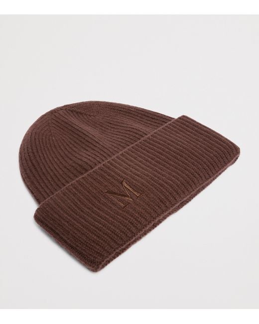 Max Mara Brown Cashmere Monogram Beanie