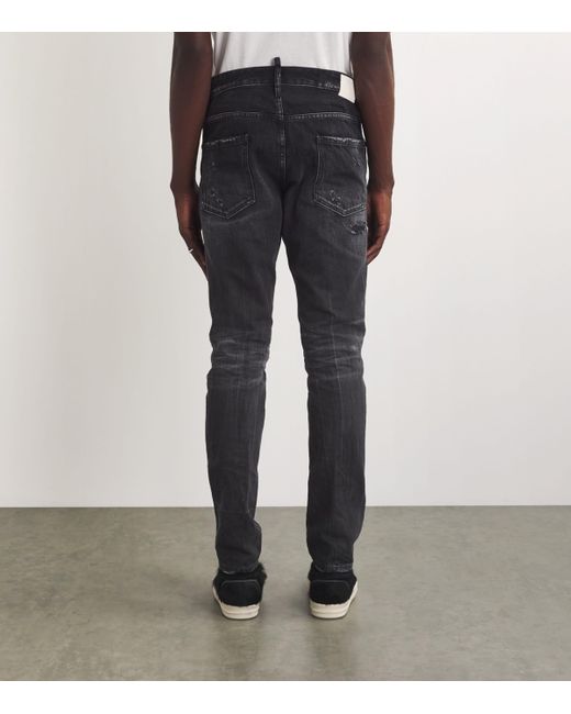 DSquared² Gray Ripped Cool Guy Slim Jeans for men