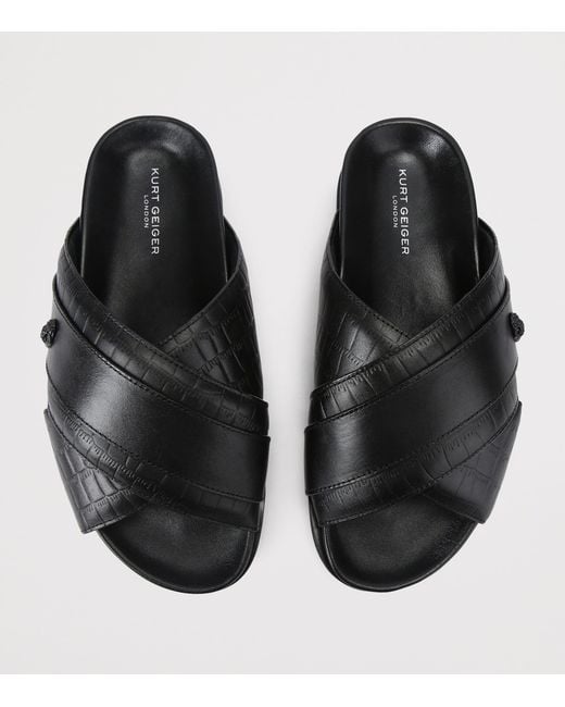Kurt Geiger Black Leather Baron Sandals for men
