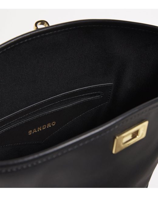 Sandro Black Leather Bucket Bag