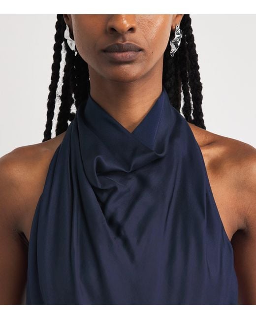Brandon Maxwell Blue The Marin Scarf Midi Dress